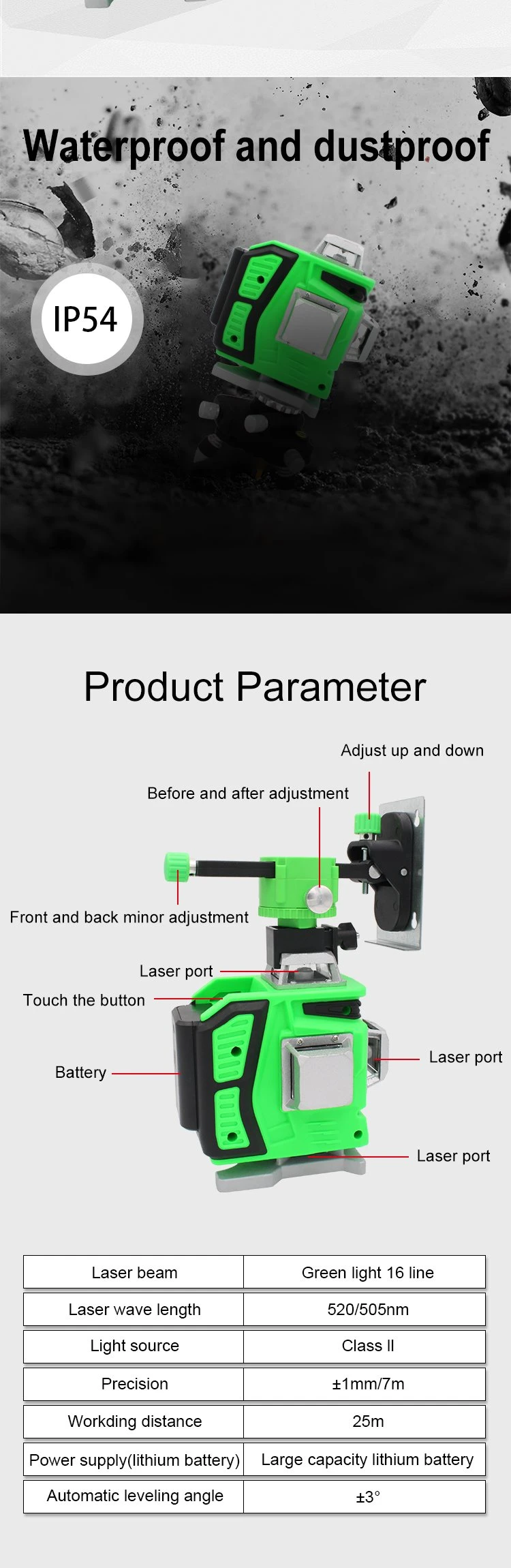 4D Green Beam Self Leveling Laser